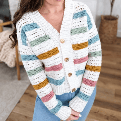 Estrila Striped Cardigan CROCHET PATTERN & VIDEO